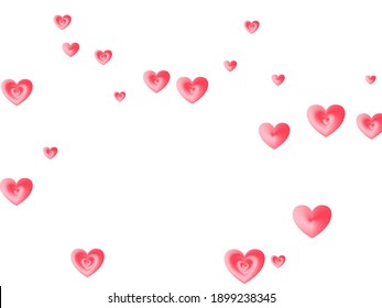 Rose color heart shapes holiday decoration. Romantic emotions vector symbols. Flat Valentine's card background. Romantic hearts falling beautiful graphic design.