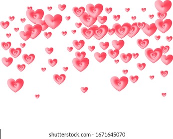 Rose color hearts confetti banner backdrop. Love and friendship vector symbols. Modern gift wrapping decoration elements. Romantic hearts falling beautiful wallpaper pattern.