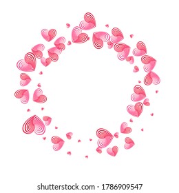 Rose color hearts confetti graphic design. Romantic emotions vector symbols. Abstract gift wrapping decoration elements. Amour concept hearts isolated beautiful graphic design.