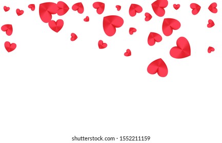 Rose color hearts confetti vector illustration. Love and friendship vector symbols. Cute birthday decoration background. Romantic hearts confetti beautiful banner backdrop.