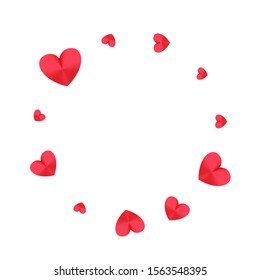 Rose color hearts falling graphic design. Love and friendship vector symbols. Cute anniversary celebration background. Party decor hearts flying beautiful holiday decoration.