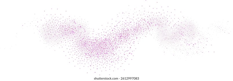 Rose colored dust swirl in a gradient with a grainy effect.Abstract glittering particles with noise.