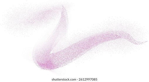 Rose colored dust swirl in a gradient with a grainy effect.Abstract glittering particles with noise.