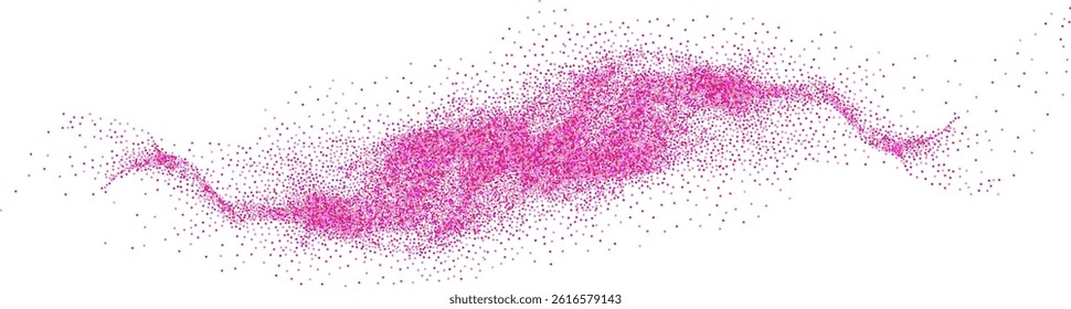 Rose colored dust swirl in a gradient with a grainy effect.Abstract glittering particles with noise.