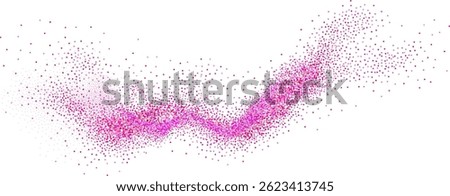 Rose colored dust swirl in a gradient with a grainy effect.Abstract glittering particles with noise.
