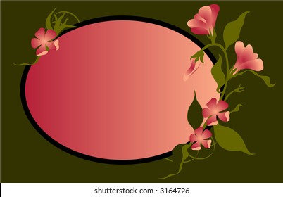 Rose colored floral design element over green  background.