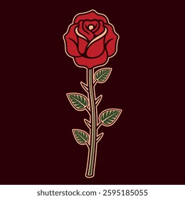 Rose colored style vector illustration with elegant linework and gothic aesthetics. Perfect for vintage, minimal, and ornamental designs, stickers, patterns, and modern ink art