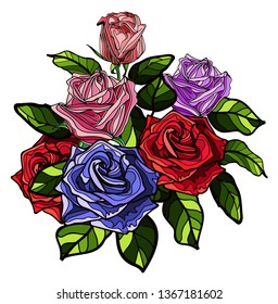 Rose colorful  in vertical layout  - Vector