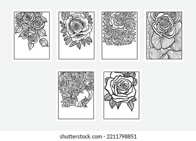 rose coloring pages vector design