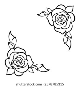 rose comer border vector icon 