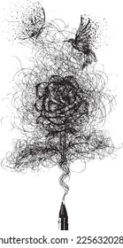 Rose coming out of a pen