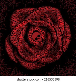 Rose consist of skulls and bones. Eps8. CMYK. Global colors. Gradients free.