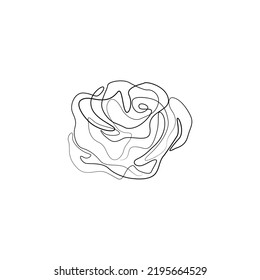 Dibujo continuo en rosa, tatuaje, impresión para diseño de ropa y logo, silueta decorativa de flores en una sola línea sobre un fondo blanco, ilustración vectorial aislada.