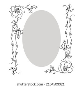 Rose continuous line invitation, outline sketch style vector abstract art.