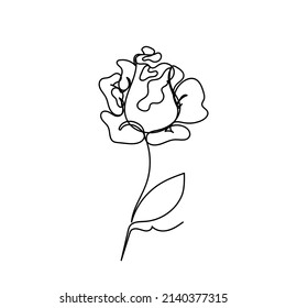 Rose kontinuierliche Linie Set, Skizze Stil Vektorgrafik abstrakte Kunst.