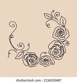 Rose durchgehende Hochzeitskranz, Skizze Stil Vektorgrafik abstrakte Kunst.