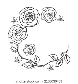 Corona de línea continua rosa, dibujo de estilo de esbozo de arte abstracto vectorial.
