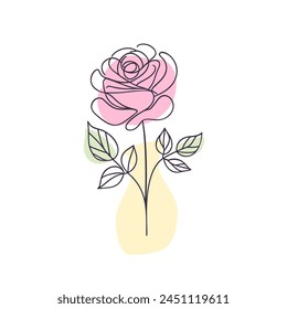 Rose. Continuous one line art vector drawing. Black lines on a white background.