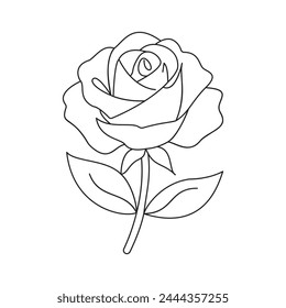 Rose continuous single line art design, one line art