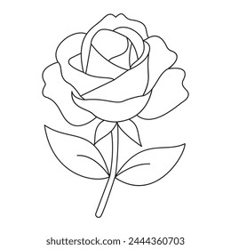 Rose continuous single line art design, one line art