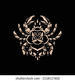 Rose Crab Tattoo Vector Design