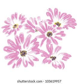 rose daisywheels on white background vector