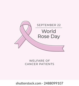 Rose Day (Welfare of Cancer patients) vector design template good for celebration usage. Vector ribbon. Rose day design. Continuous line drawing. eps 10.