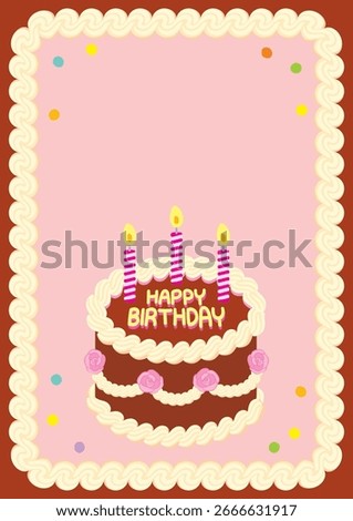 Rose Deco Classic Chocolate Cake Background Border Card Illustration for Happy Birthday