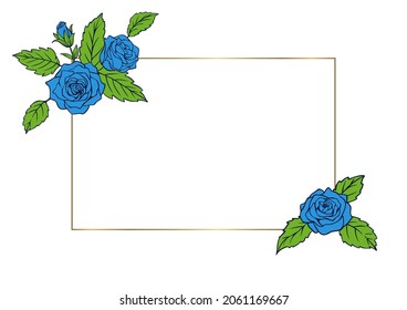 Rose decoration frame Blue flowers 