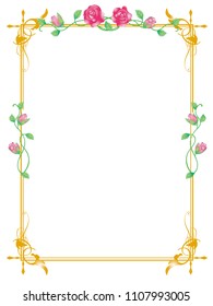 Rose decoration ruling, background, enclosing ruler, vector data