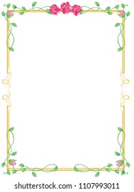 Rose decoration ruling, background, enclosing ruler, vector data