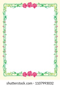 Rose decoration ruling, background, enclosing ruler, vector data