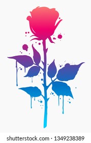 Rose. Decorative rose silhouette. Hand drawn Vector illustration.