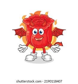 the rose demon with wings character. cartoon mascot vector