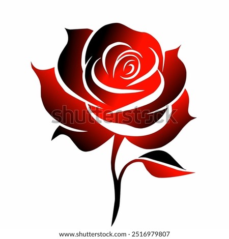 Rose design with elegant red black gradient color. Rose flower illustration