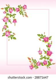 rose design greeting card, frame illustration