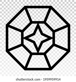 Rose diamond shape line art icon for app or website
