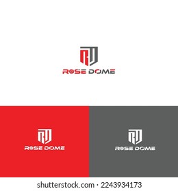 Rose Dom logo design, RD logo design, Rose logo template design.