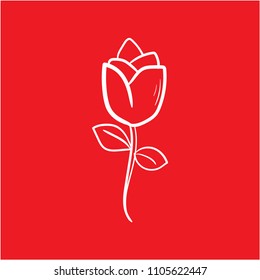 rose doodle icon with red background