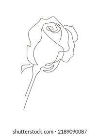 Rose gezeichnet im Stil einer einzigen durchgehenden Linie. Stock-Vektorgrafik einzeln auf weißem Hintergrund.