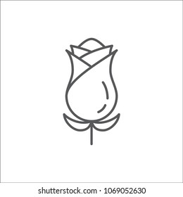 Rose editable line icon - beautiful flower pixel perfect vector illustration isolated on white background. Outline floral shape can be used as logo or decorative element.