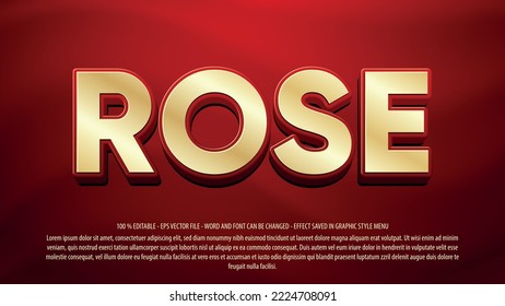Rose editable text effect template with 3d style use for logo and business brand