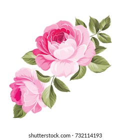 The rose elegant card. A spring decorative bouquet of roses flowers. Small floral garland. Vector illustration.