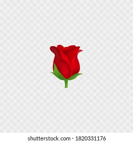 Rose emoji. Red Flower realistic 3D icon. Isolated. Vector