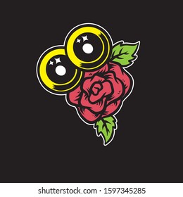 rose with eyes vector illustrations