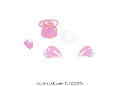 rose with fallen petals.set of watercolor colors.vector illustration.