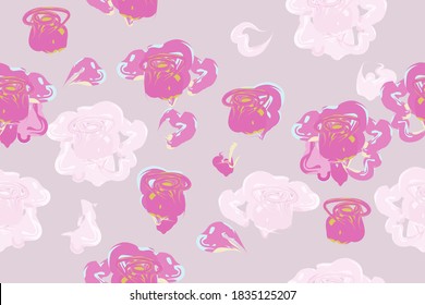 rose with fallen petals.seamless pattern of watercolor colors.vector illustration.