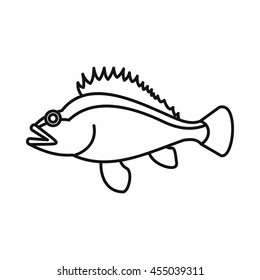 Rose fish, Sebastes norvegicus icon in outline style isolated vector illustration