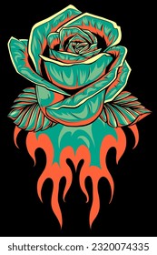 Rose In Flames Tattoo