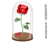 Rose in a flask of glass on the white background. Vector illustration.